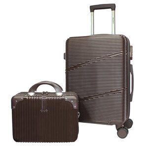 World Traveler Highways 2-Piece Hardside Carry-On Spinner Luggage Set - Brown